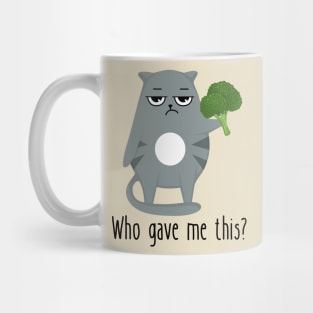 Serious Cat Hates Broccoli Funny Mug